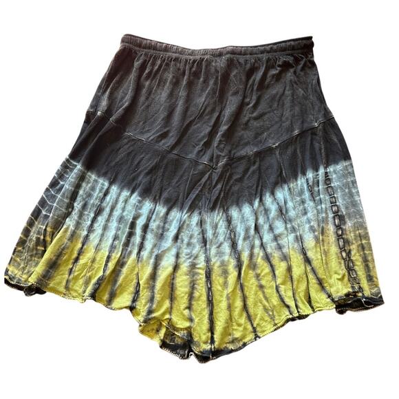 Gypsy Rose Tie Dye Midi Skirt Boho Festival Asymmetrical Blue Green M/L - Picture 2 of 4